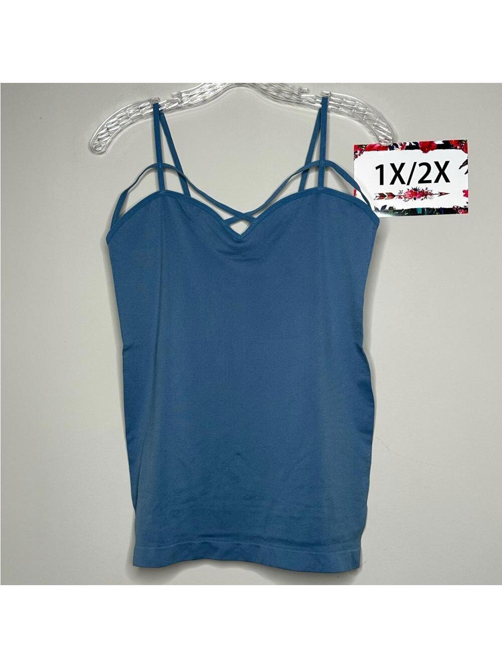 Titanium blue 1X 2X Plus Size Zenana outfitters cami top